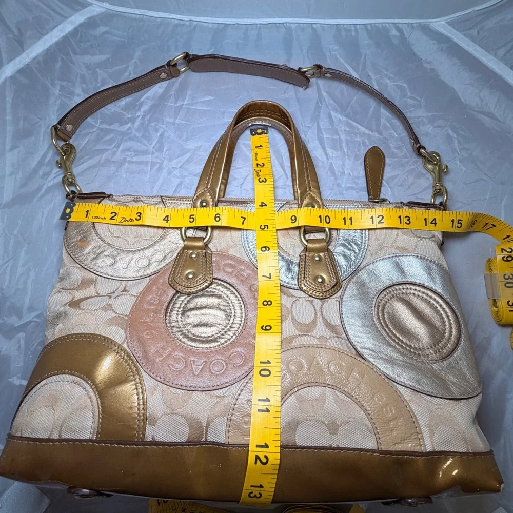 Y2K Coach Purse Gold Metallic Audrey Patchwork Bag Sleaze Limited Edition F15474